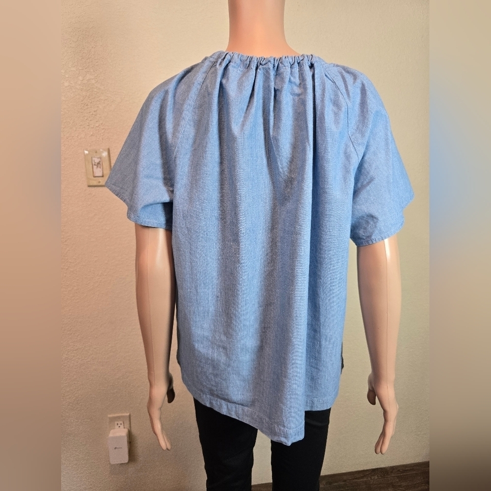 J.Crew* Cranbury Tie-neck Cotton-Poplin Top - Size Large - Picture 5 of 11